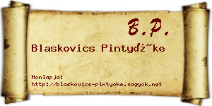 Blaskovics Pintyőke névjegykártya